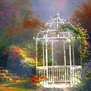 Thomas Kinkade lilac gazebo